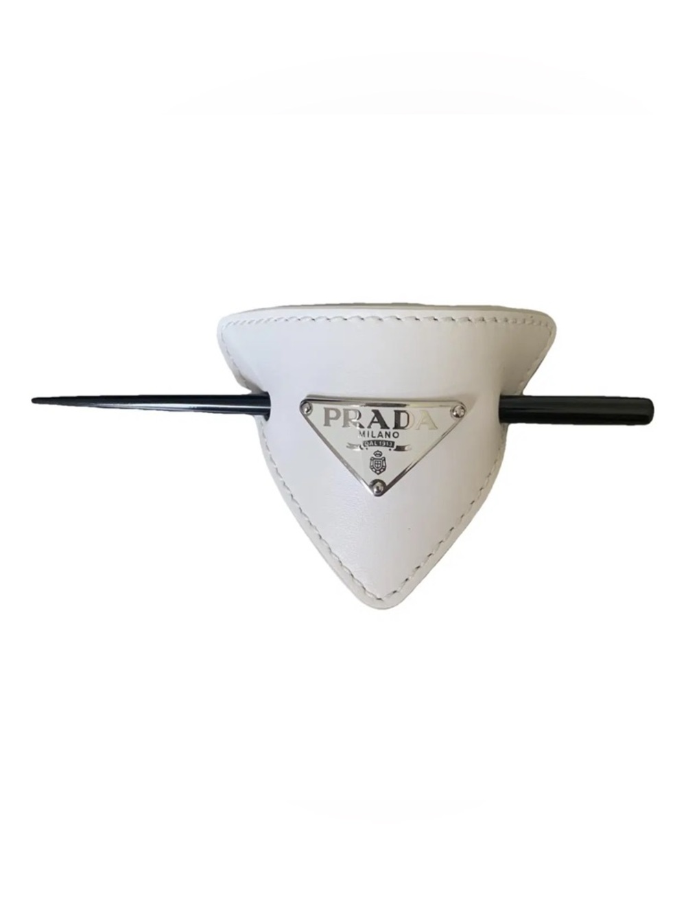 Prada White Leather Hair Accessorie